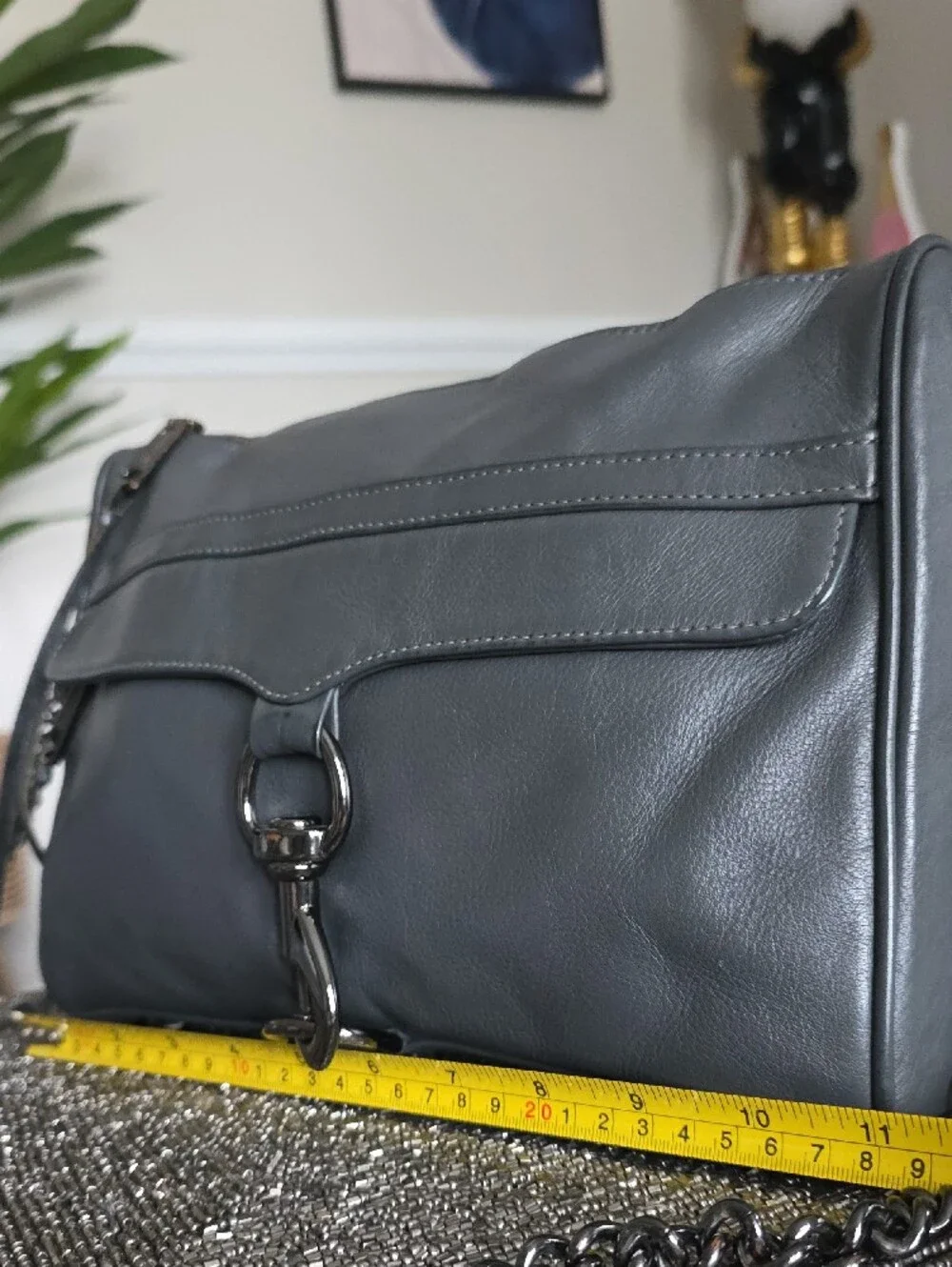 Rebecca Minkoff Black Leather Messenger Bag with Gunmetal Hardware